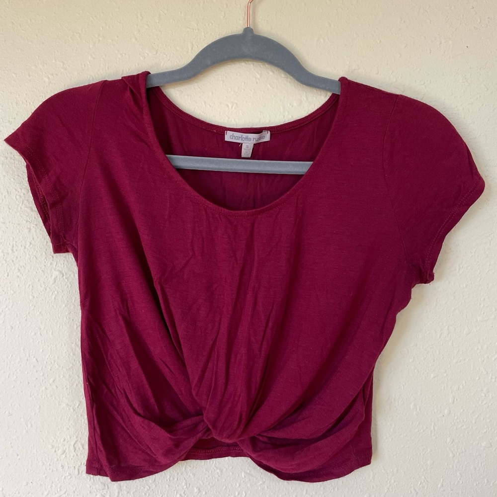 Scoop Neck Crop Top with twist-front detail